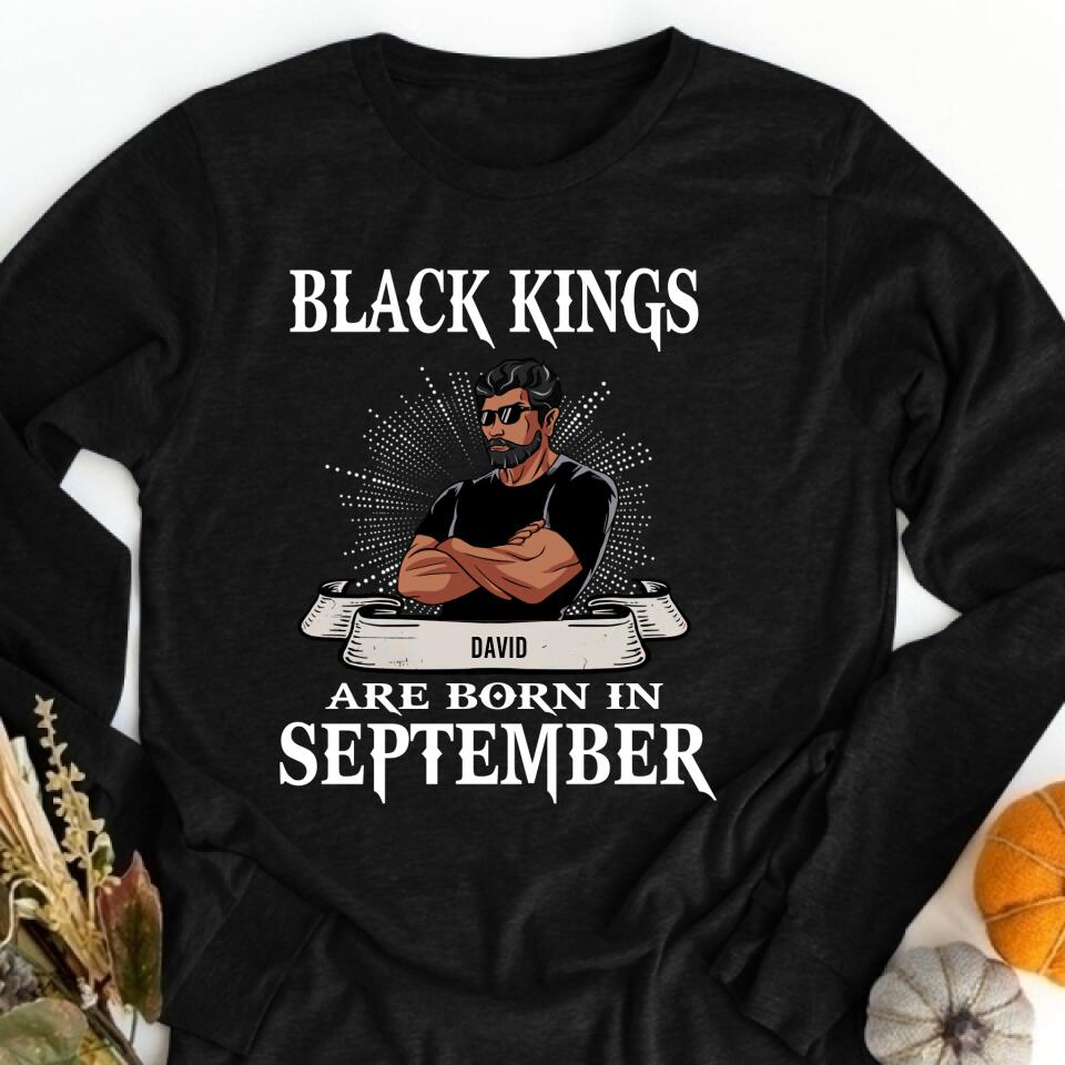 September Birthday Shirt, Custom Birthday Shirt, A Black King was born in September, September Birthday Shirts For Man, September Birthday Gifts