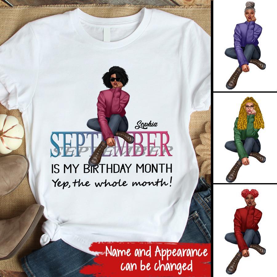 September Birthday Shirt, Custom Birthday Shirt, Queens are Born In September, September Birthday Shirts For Woman, September Birthday Gifts, Melanin Afro Woman Shirt, Black Girl Tee, Afro Queen Black Pride Gift