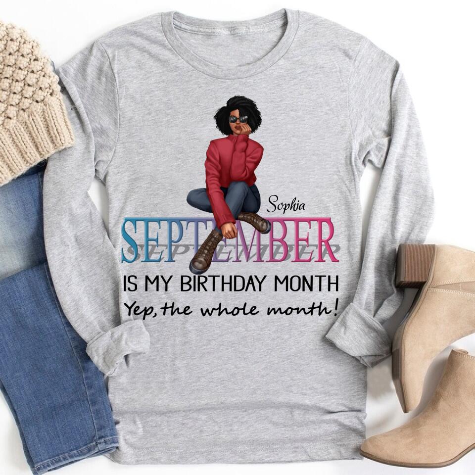 September Birthday Shirt, Custom Birthday Shirt, Queens are Born In September, September Birthday Shirts For Woman, September Birthday Gifts, Melanin Afro Woman Shirt, Black Girl Tee, Afro Queen Black Pride Gift