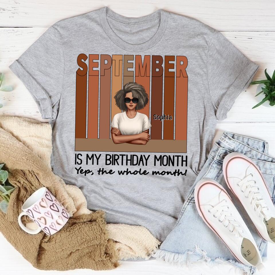 September Birthday Shirt, Custom Birthday Shirt, Queens are Born In September, September Birthday Shirts For Woman, September Birthday Gifts, Melanin Afro Woman Shirt, Black Girl Tee, Afro Queen Black Pride Gift