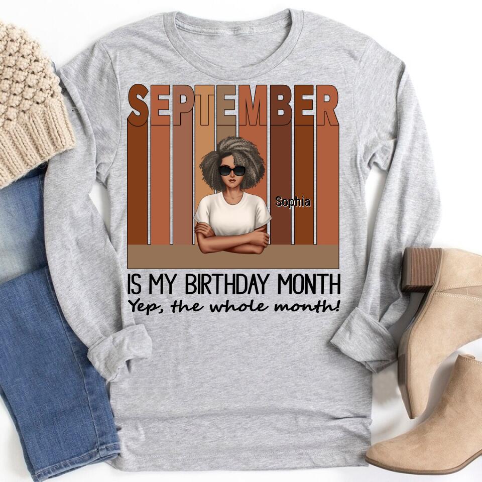 September Birthday Shirt, Custom Birthday Shirt, Queens are Born In September, September Birthday Shirts For Woman, September Birthday Gifts, Melanin Afro Woman Shirt, Black Girl Tee, Afro Queen Black Pride Gift