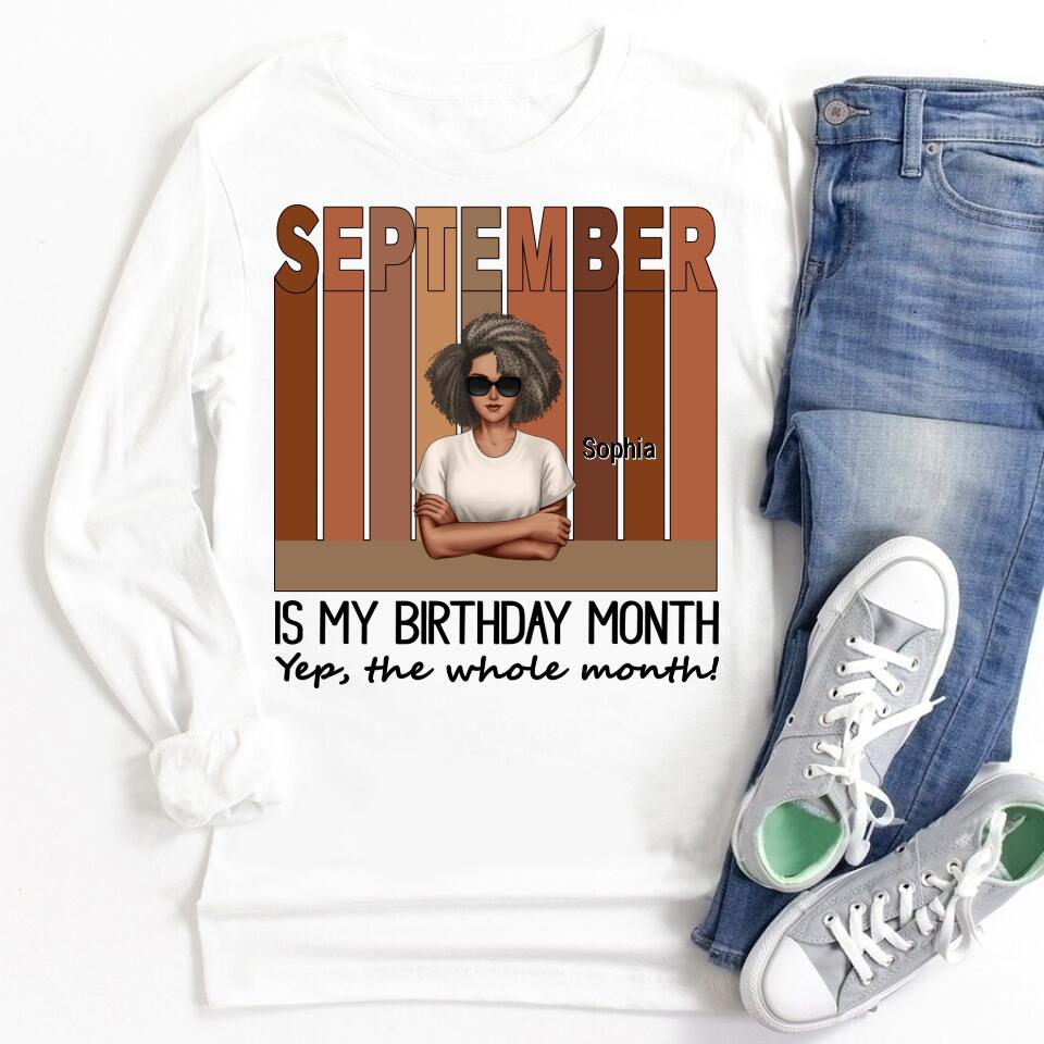 September Birthday Shirt, Custom Birthday Shirt, Queens are Born In September, September Birthday Shirts For Woman, September Birthday Gifts, Melanin Afro Woman Shirt, Black Girl Tee, Afro Queen Black Pride Gift