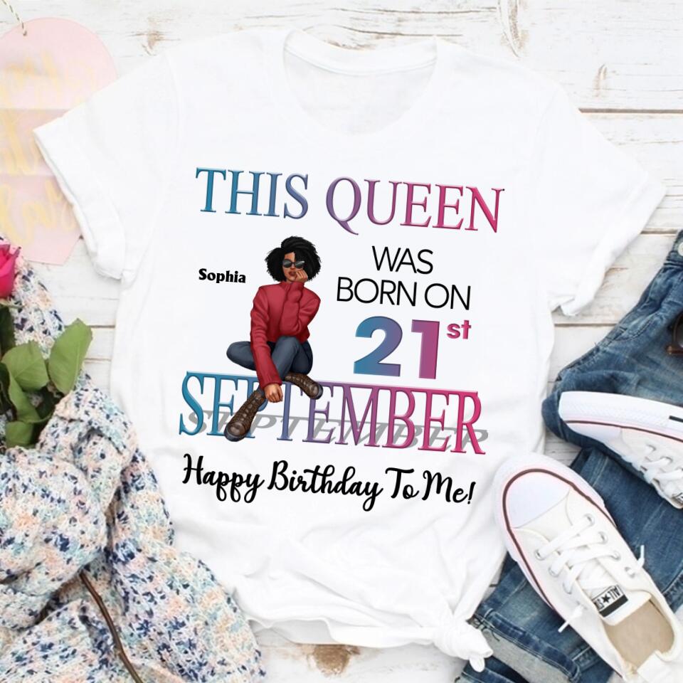 September Birthday Shirt, Custom Birthday Shirt, Queens are Born In September, September Birthday Shirts For Woman, September Birthday Gifts, Melanin Afro Woman Shirt, Black Girl Tee, Afro Queen Black Pride Gift