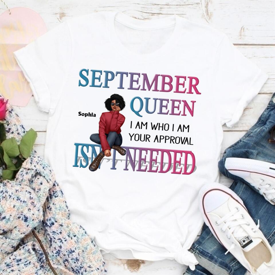 September Birthday Shirt, Custom Birthday Shirt, Queens are Born In September, September Birthday Shirts For Woman, September Birthday Gifts, Melanin Afro Woman Shirt, Black Girl Tee, Afro Queen Black Pride Gift