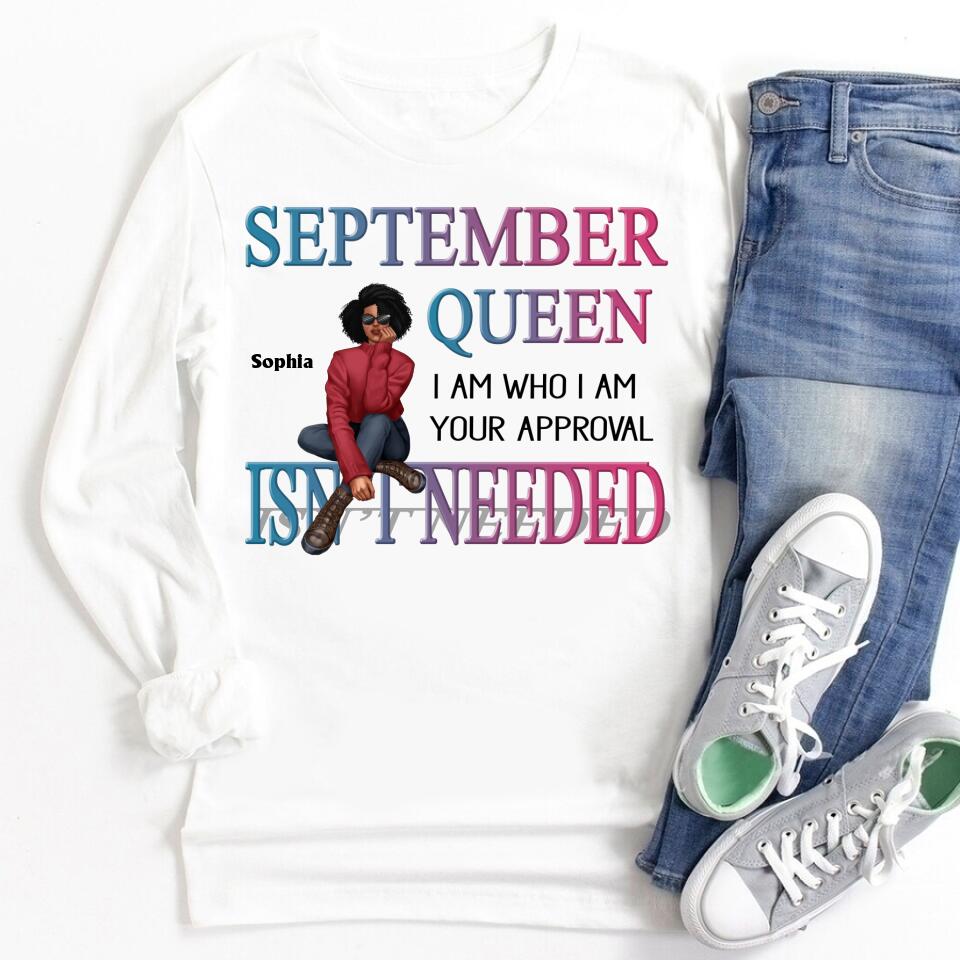 September Birthday Shirt, Custom Birthday Shirt, Queens are Born In September, September Birthday Shirts For Woman, September Birthday Gifts, Melanin Afro Woman Shirt, Black Girl Tee, Afro Queen Black Pride Gift