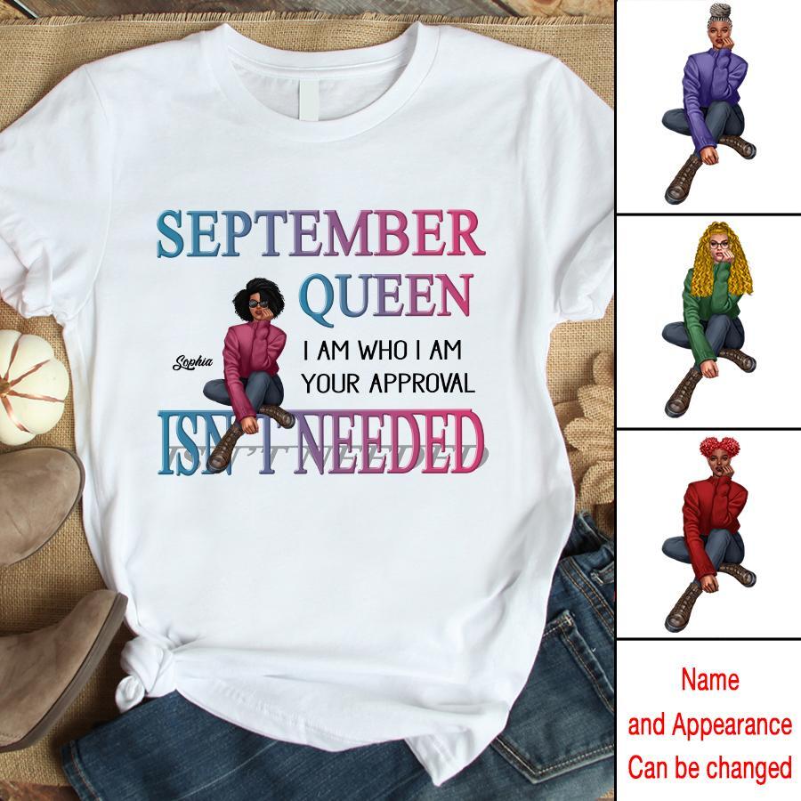 September Birthday Shirt, Custom Birthday Shirt, Queens are Born In September, September Birthday Shirts For Woman, September Birthday Gifts, Melanin Afro Woman Shirt, Black Girl Tee, Afro Queen Black Pride Gift