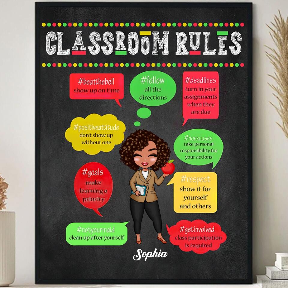 Classroom Rules, Personalized Poster, Canvas, Back To School Gift For Teachers, Besties, Gift From Students, Coworkers, Colleagues