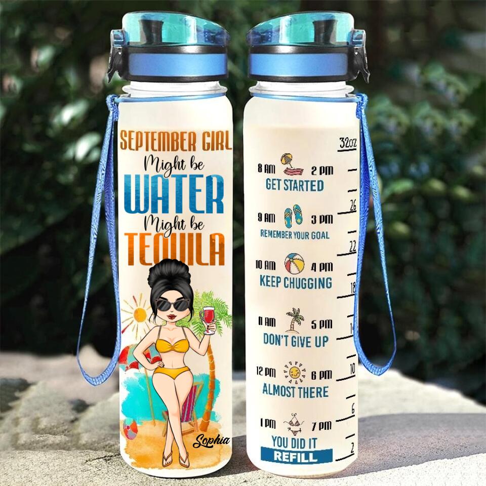 Personalized Water Tracker Bottle, Birthday Gift, Birthday Gift For Her, Girl, Woman, Beach Lovers, September birthday, September Girl