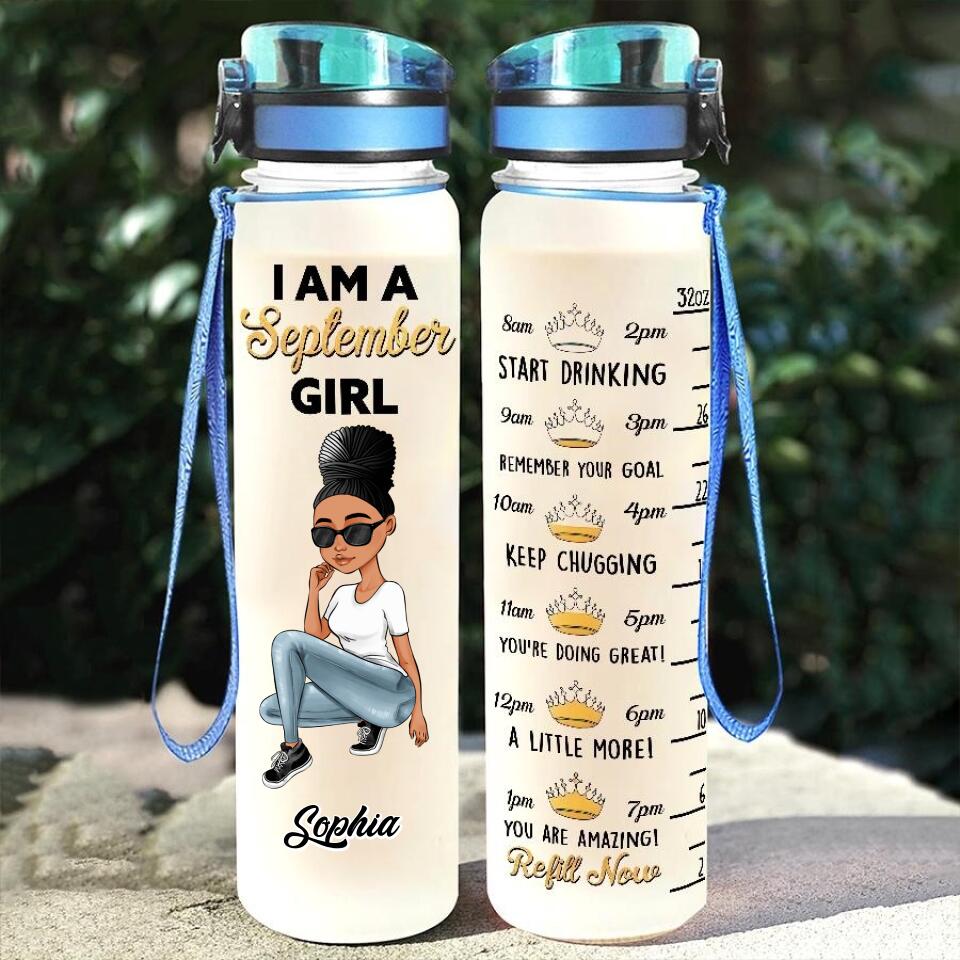 Personalized Water Tracker Bottle - Birthday, Birthday Gift For Her, Girl, Woman, September birthday, September Girl