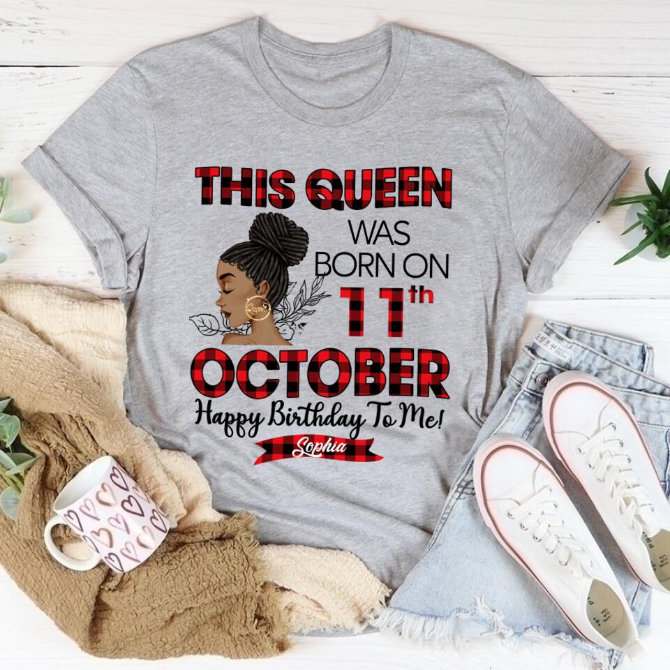 Custom October Birthday Shirt For Woman, Queens are Born In October Gifts, Melanin Afro Woman Shirt, Black Girl Tee, Afro Queen Gift