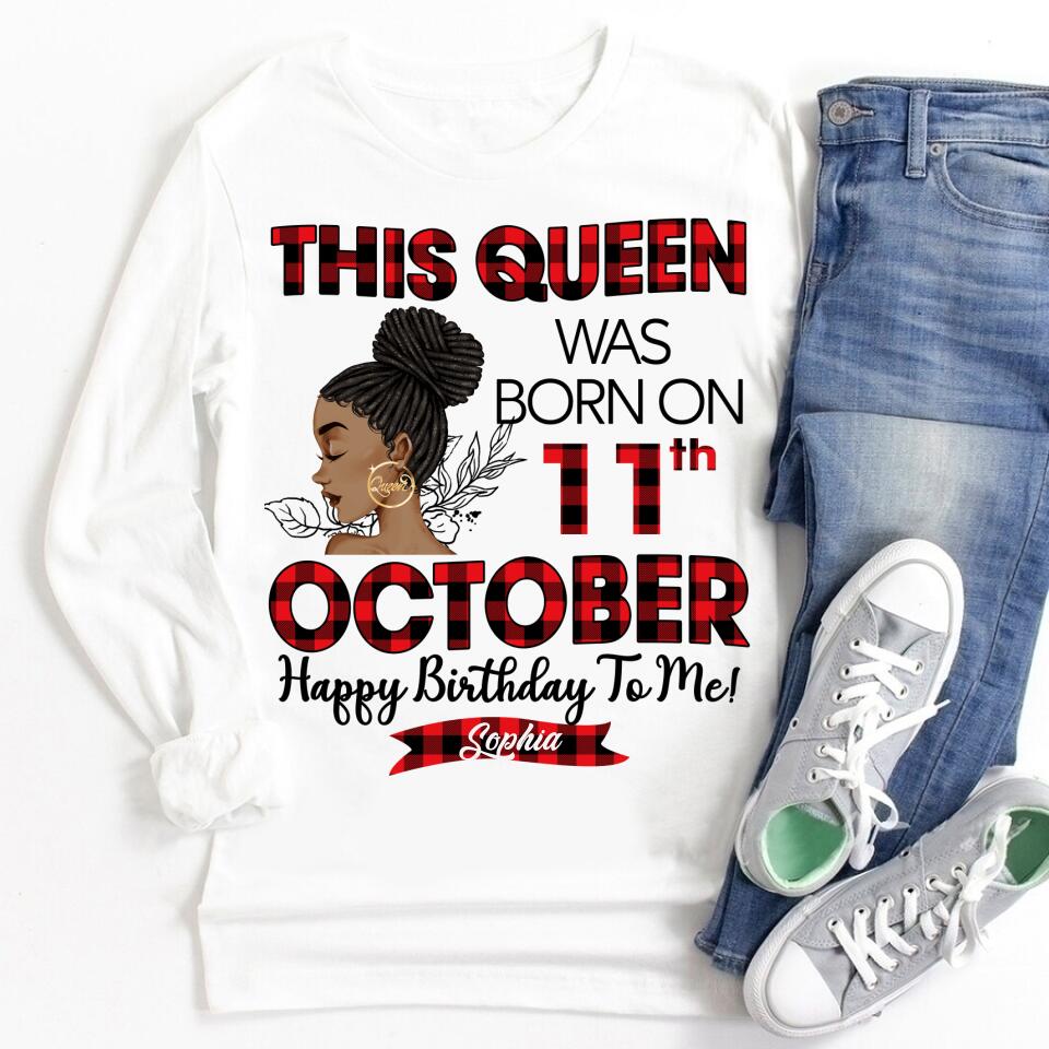 Custom October Birthday Shirt For Woman, Queens are Born In October Gifts, Melanin Afro Woman Shirt, Black Girl Tee, Afro Queen Gift