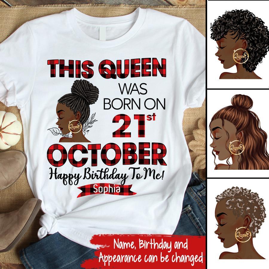 Custom October Birthday Shirt For Woman, Queens are Born In October Gifts, Melanin Afro Woman Shirt, Black Girl Tee, Afro Queen Gift