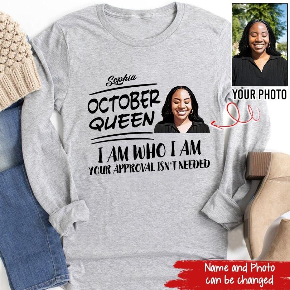 Custom October Birthday Shirt For Woman, Queens are Born In October Gifts, Melanin Afro Woman Shirt, Black Girl Tee, Afro Queen Gift
