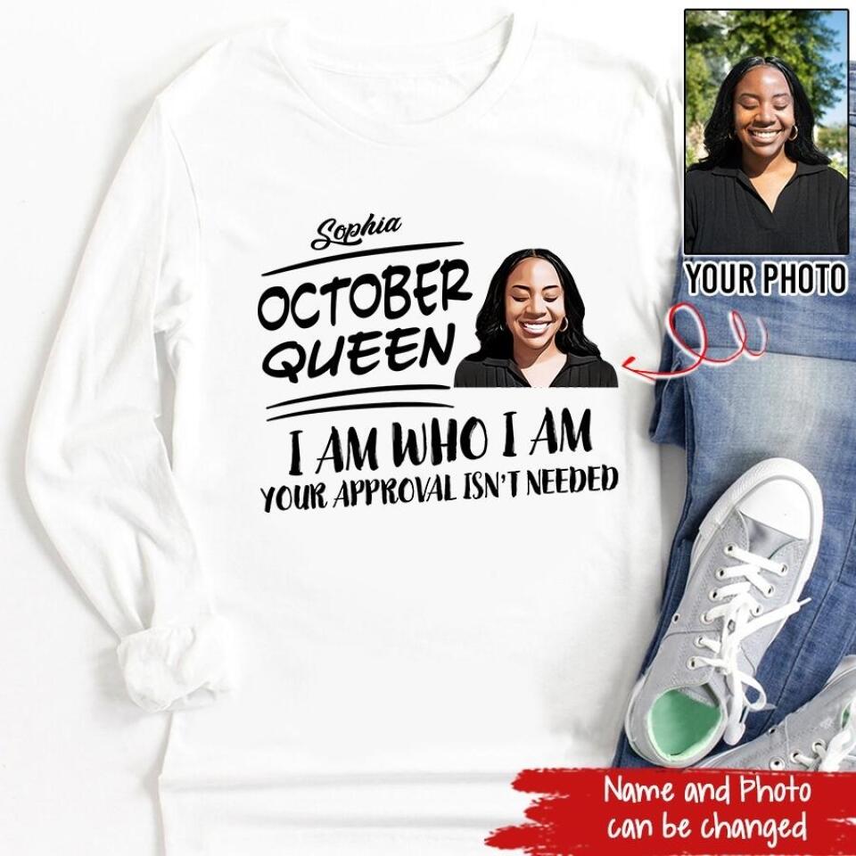 Custom October Birthday Shirt For Woman, Queens are Born In October Gifts, Melanin Afro Woman Shirt, Black Girl Tee, Afro Queen Gift