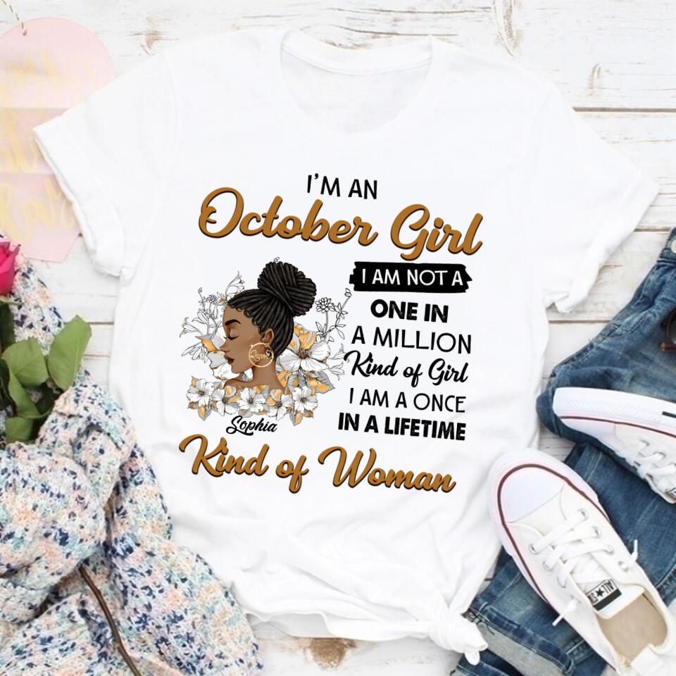 Custom October Birthday Shirt For Woman, Queens are Born In October Gifts, Melanin Afro Woman Shirt, Black Girl Tee, Afro Queen Gift