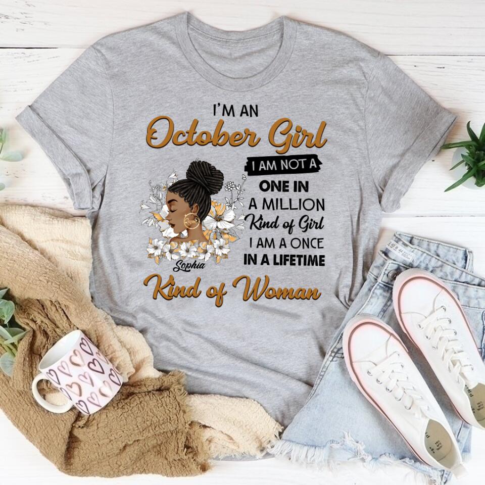 Custom October Birthday Shirt For Woman, Queens are Born In October Gifts, Melanin Afro Woman Shirt, Black Girl Tee, Afro Queen Gift