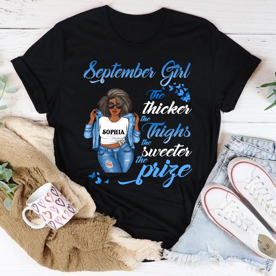 September Birthday Shirt, Custom Birthday Shirt, Queens are Born In September, September Birthday Shirts For Woman, September Birthday Gifts, Melanin Afro Woman Shirt, Black Girl Tee, Afro Queen Black Pride Gift