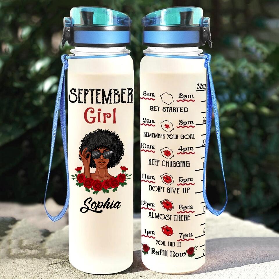 Personalized Water Tracker Bottle - Birthday, Birthday Gift For Her, Girl, Woman, September birthday, September Girl