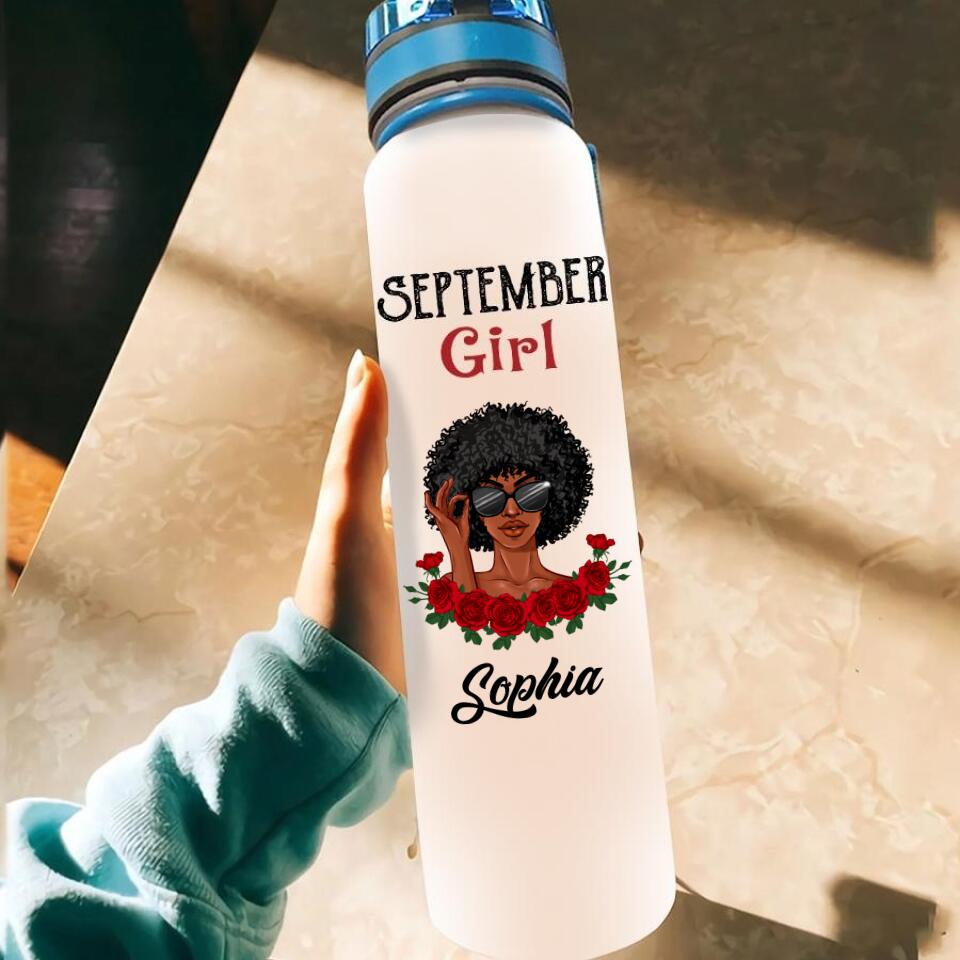 Personalized Water Tracker Bottle - Birthday, Birthday Gift For Her, Girl, Woman, September birthday, September Girl