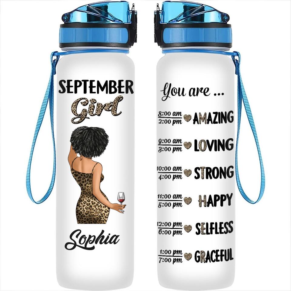 Personalized Water Tracker Bottle - Birthday, Birthday Gift For Her, Girl, Woman, September birthday, September Girl