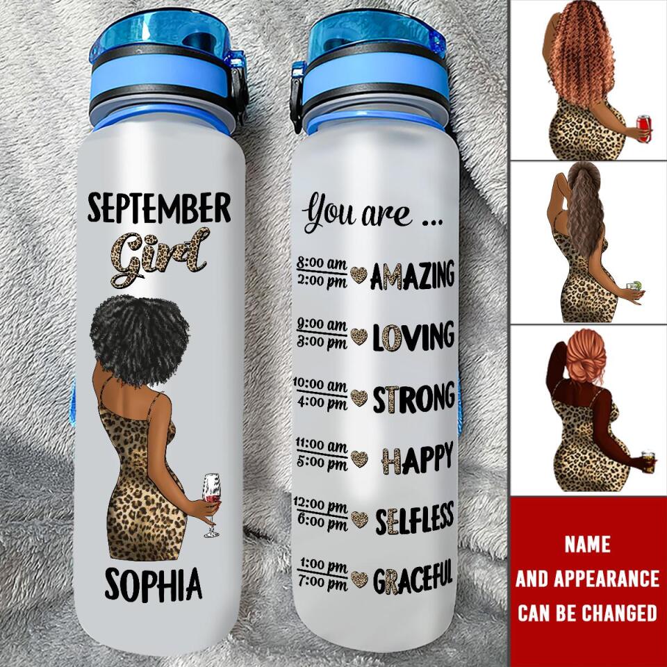 Personalized Water Tracker Bottle - Birthday, Birthday Gift For Her, Girl, Woman, September birthday, September Girl