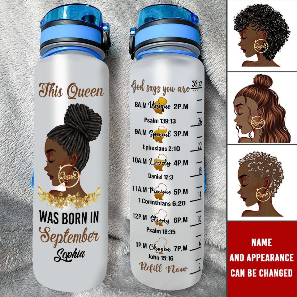 Personalized Water Tracker Bottle - Birthday, Birthday Gift For Her, Girl, Woman, September birthday, September Girl
