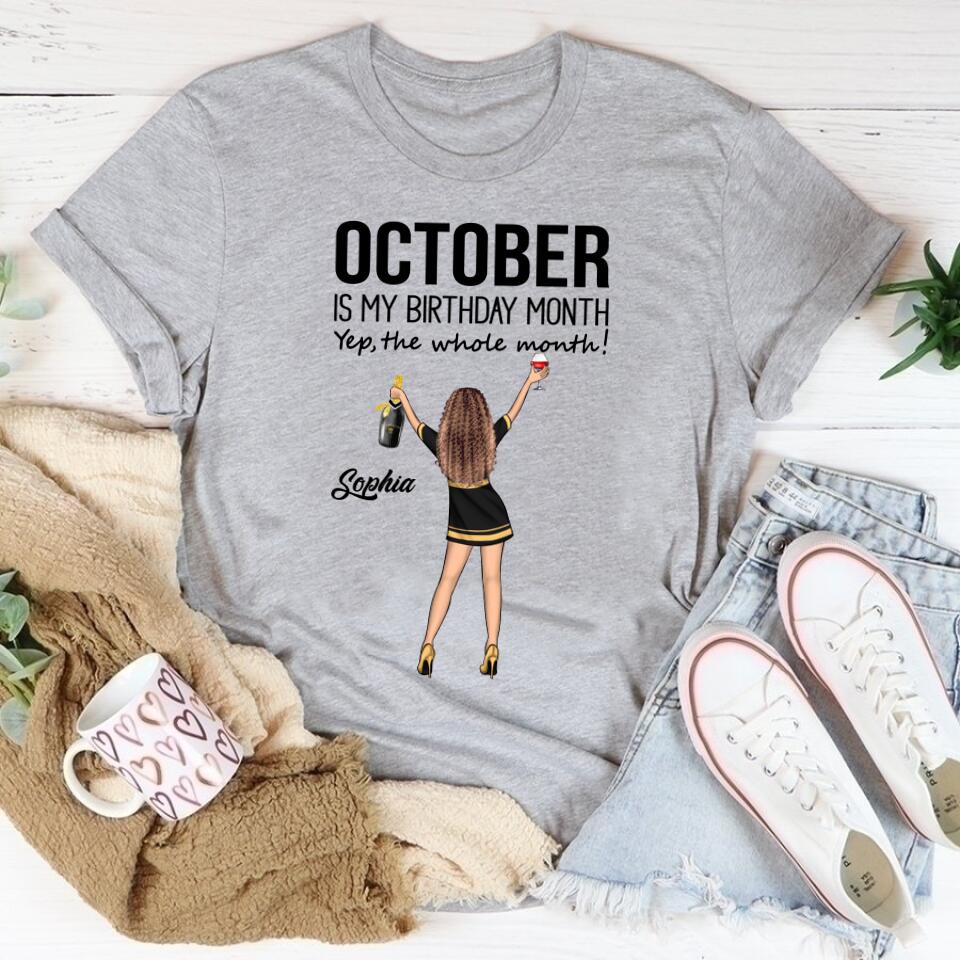 Custom October Birthday Shirt For Woman, Queens are Born In October Gifts, Melanin Afro Woman Shirt, Black Girl Tee, Afro Queen Gift