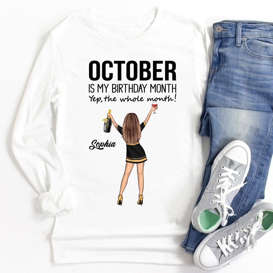 Custom October Birthday Shirt For Woman, Queens are Born In October Gifts, Melanin Afro Woman Shirt, Black Girl Tee, Afro Queen Gift