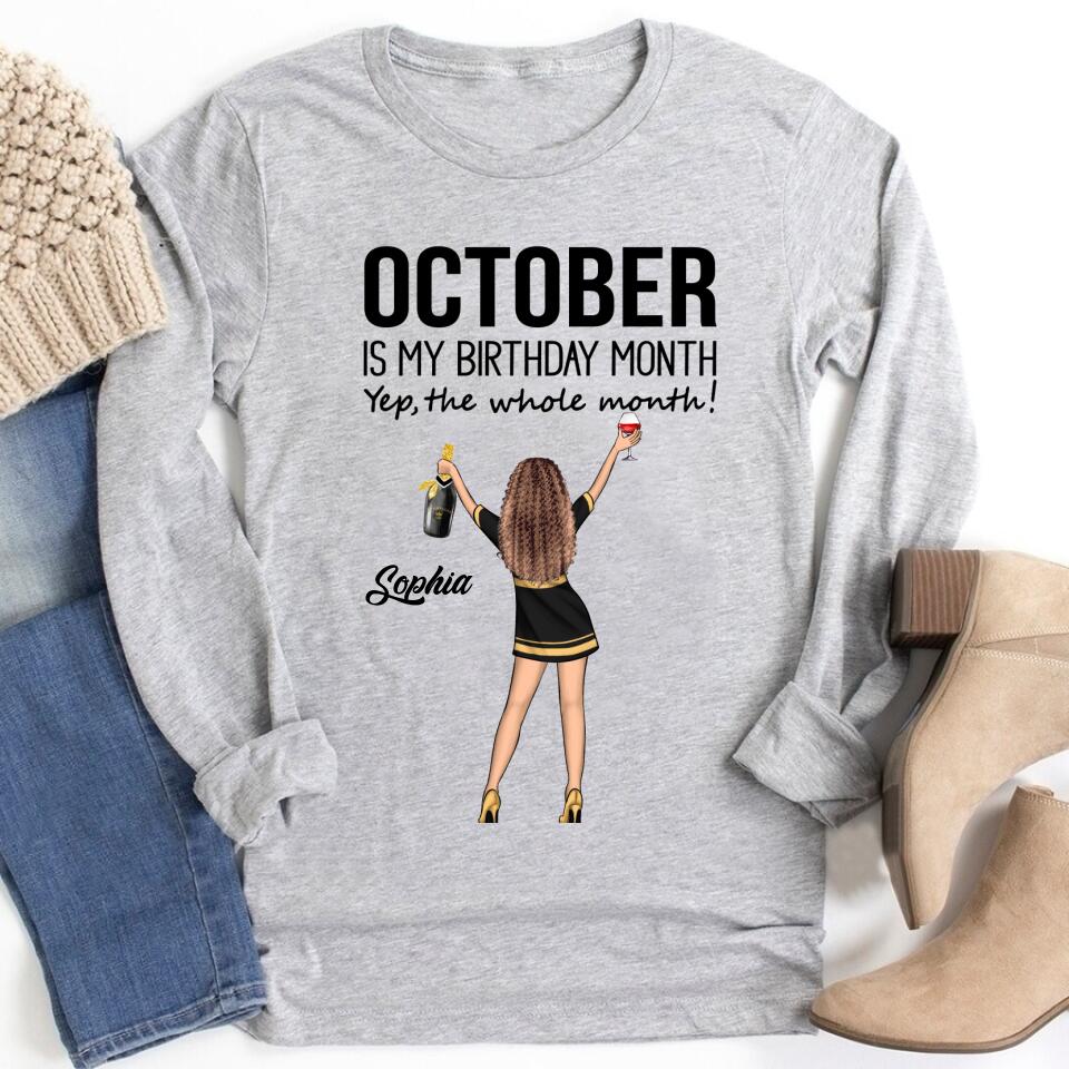 Custom October Birthday Shirt For Woman, Queens are Born In October Gifts, Melanin Afro Woman Shirt, Black Girl Tee, Afro Queen Gift