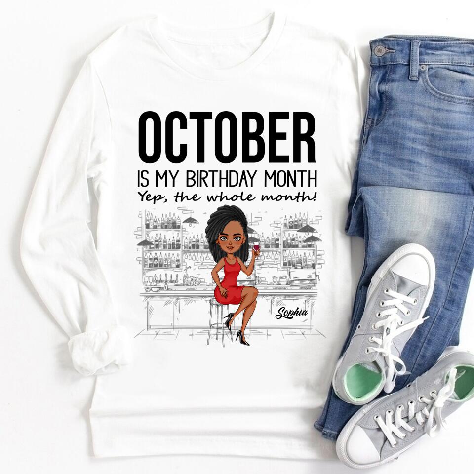 Custom October Birthday Shirt For Woman, Queens are Born In October Gifts, Melanin Afro Woman Shirt, Black Girl Tee, Afro Queen Gift