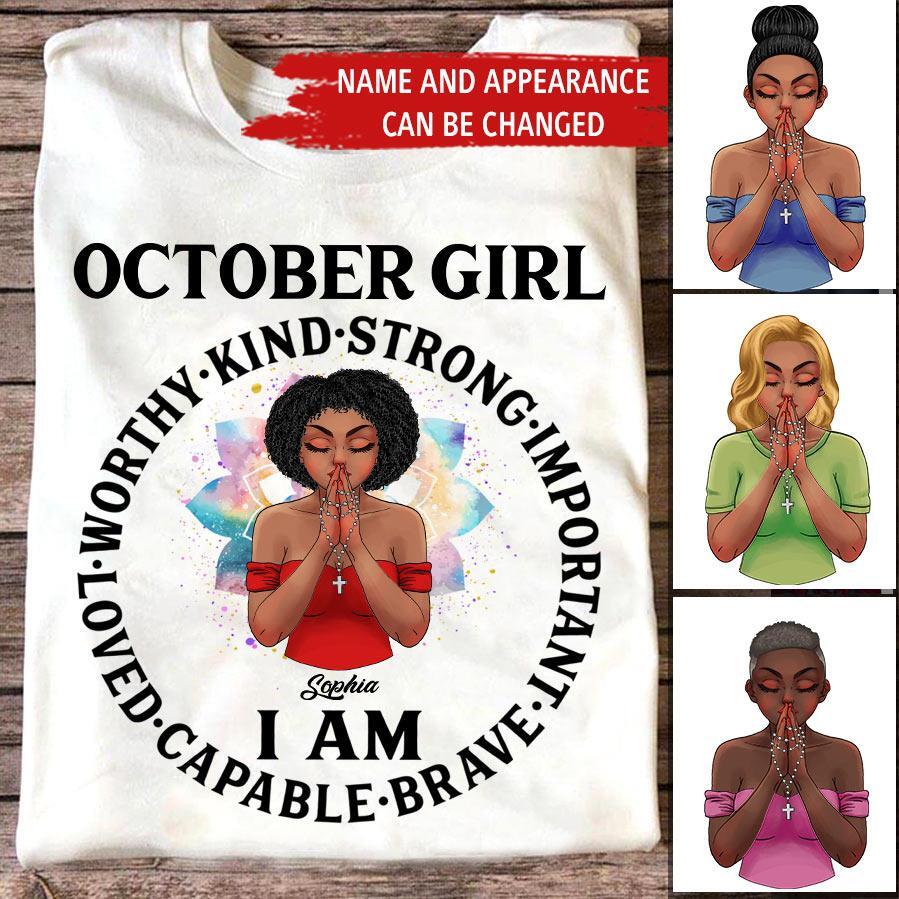 Custom October Birthday Shirt For Woman, Queens are Born In October Gifts, Melanin Afro Woman Shirt, Black Girl Tee, Afro Queen Gift