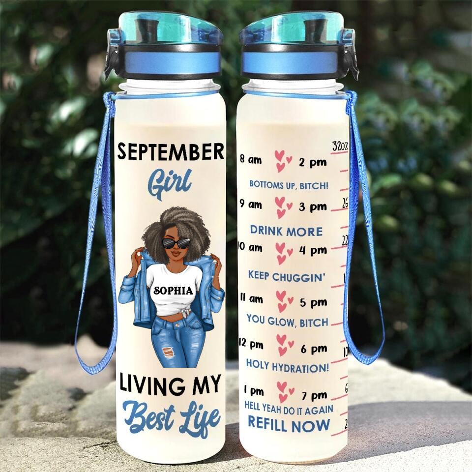 Personalized Water Tracker Bottle - Birthday, Birthday Gift For Her, Girl, Woman, September birthday, September Girl