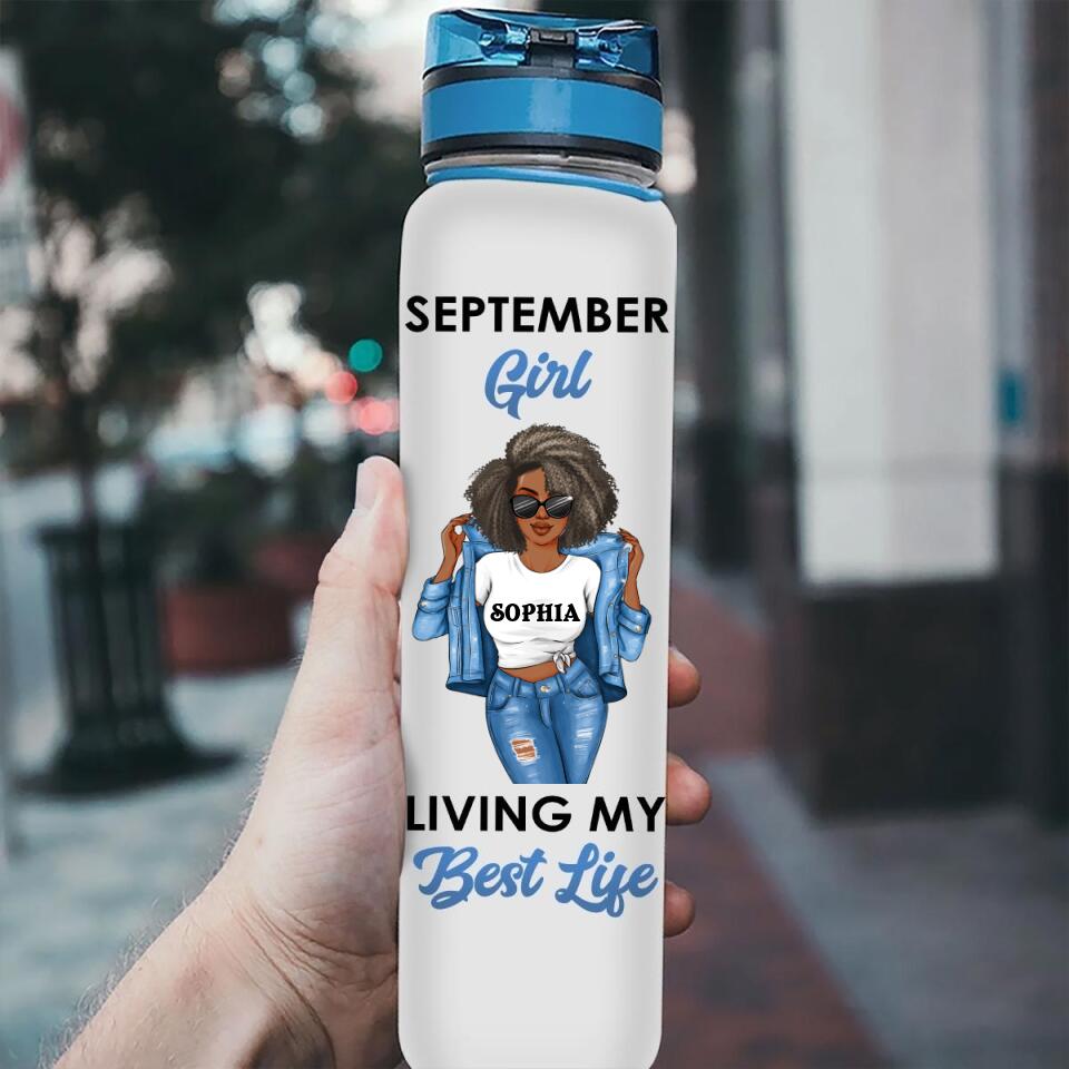Personalized Water Tracker Bottle - Birthday, Birthday Gift For Her, Girl, Woman, September birthday, September Girl