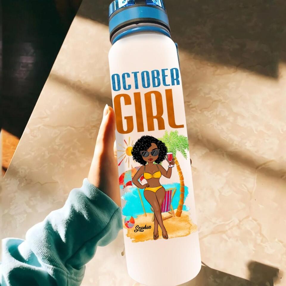 Personalized Water Tracker Bottle - Birthday, Birthday Gift For Her, Girl, Woman, October birthday, October Girl