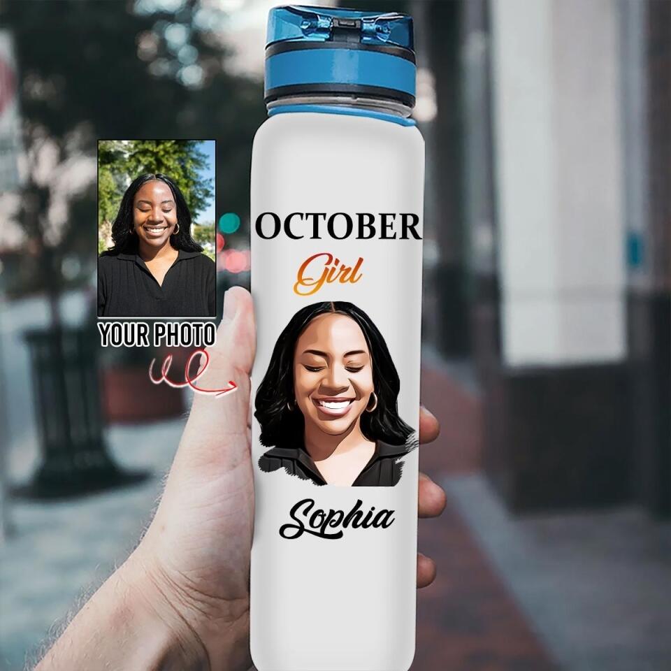Personalized Water Tracker Bottle - Birthday, Birthday Gift For Her, Girl, Woman, October birthday, October Girl