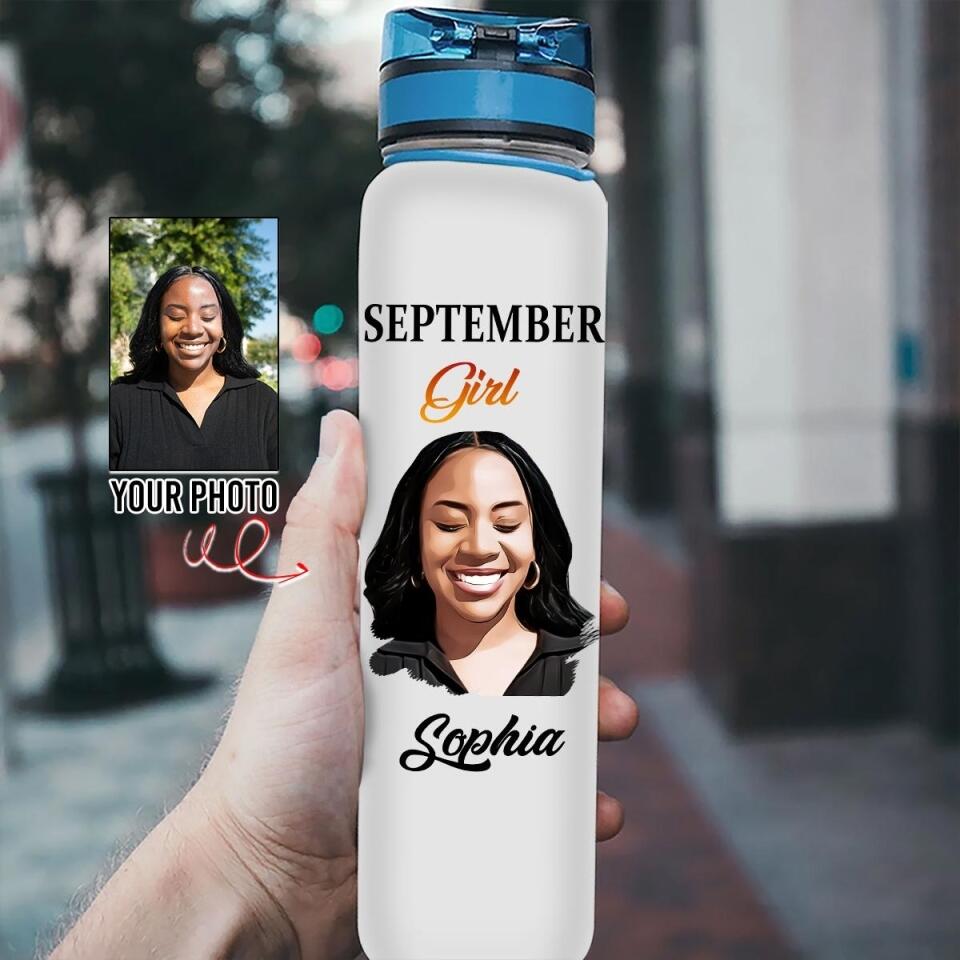 Personalized Water Tracker Bottle - Birthday, Birthday Gift For Her, Girl, Woman, September birthday, September Girl