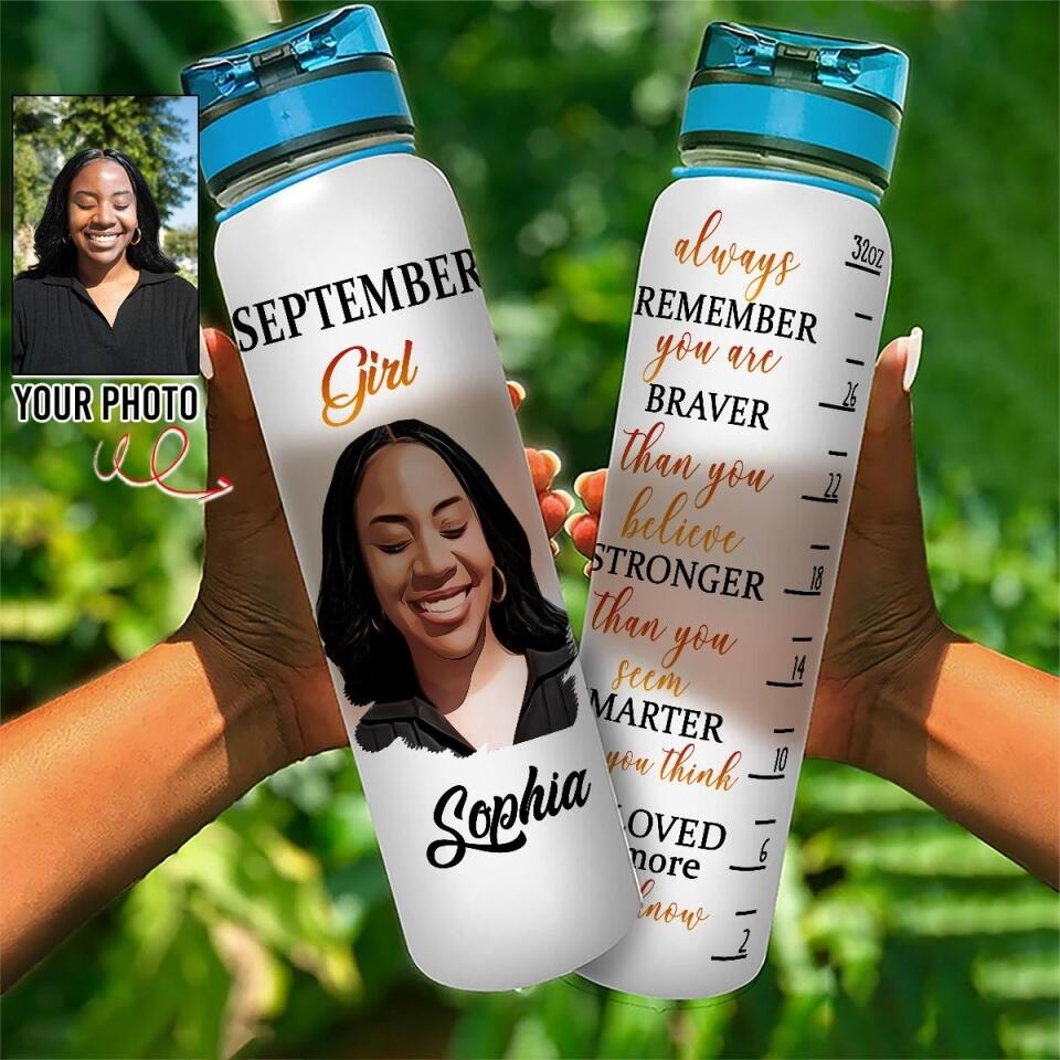 Personalized Water Tracker Bottle - Birthday, Birthday Gift For Her, Girl, Woman, September birthday, September Girl
