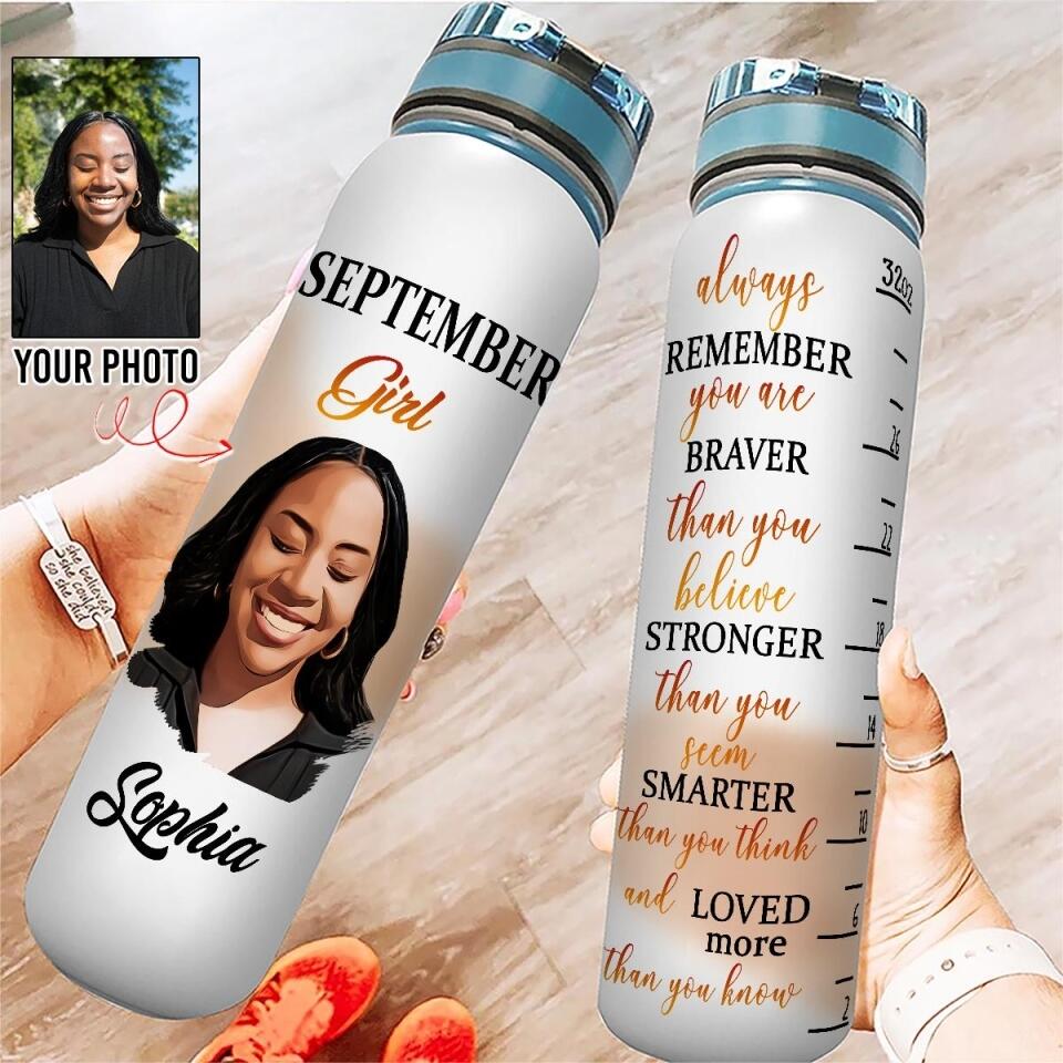 Personalized Water Tracker Bottle - Birthday, Birthday Gift For Her, Girl, Woman, September birthday, September Girl