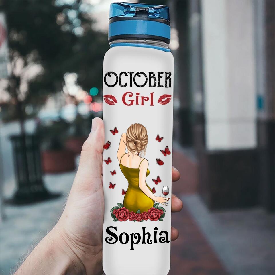 Personalized Water Tracker Bottle, Birthday, Birthday Gift For Her, Girl, Woman, October birthday, October Girl