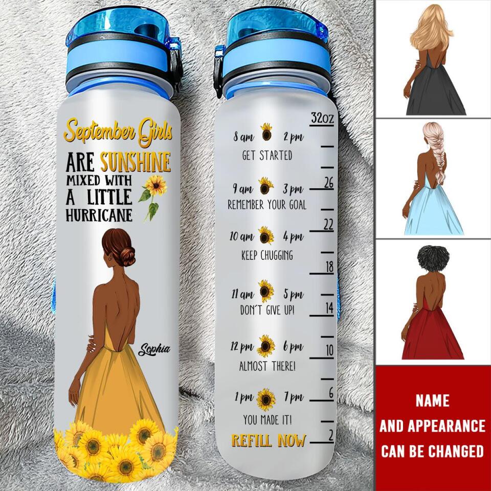Personalized Water Tracker Bottle - Birthday, Birthday Gift For Her, Girl, Woman, September birthday, September Girl