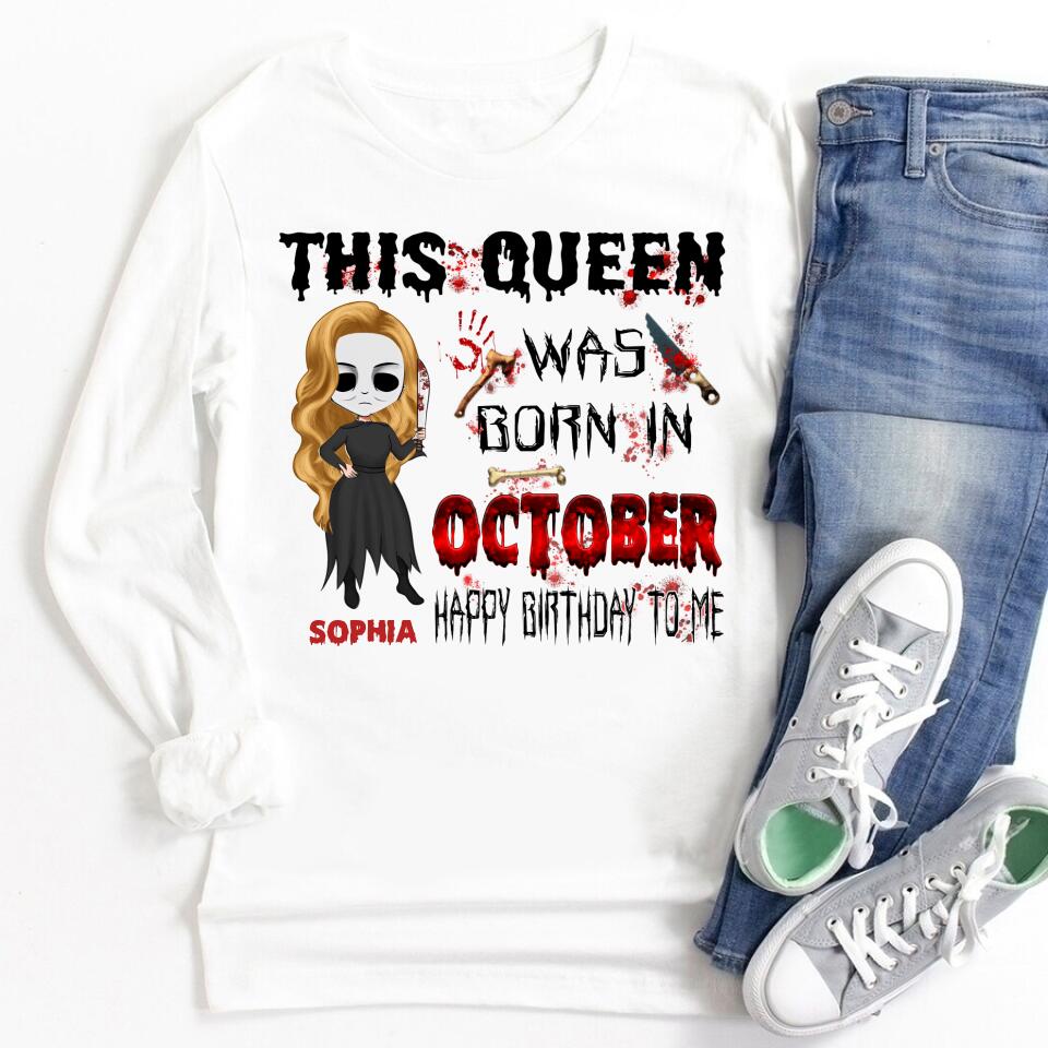 October Birthday Shirt, Custom Birthday Shirt, Queens are Born In October, October Birthday Shirts For Woman, October Birthday Gifts, Personalized Halloween, custom halloween shirts, personalized halloween gifts