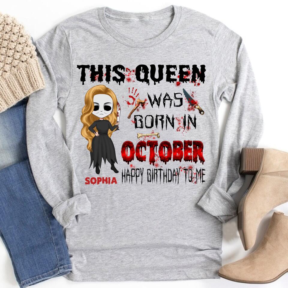 October Birthday Shirt, Custom Birthday Shirt, Queens are Born In October, October Birthday Shirts For Woman, October Birthday Gifts, Personalized Halloween, custom halloween shirts, personalized halloween gifts