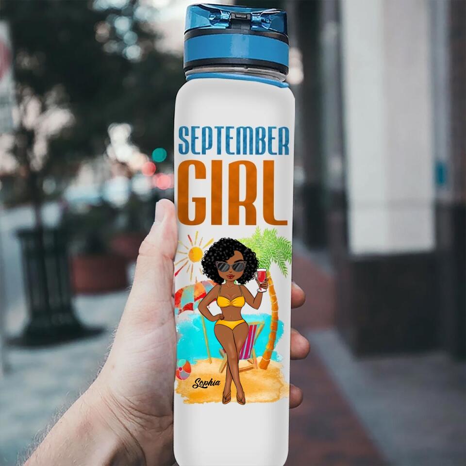Personalized Water Tracker Bottle - Birthday, Birthday Gift For Her, Girl, Woman, September birthday, September Girl