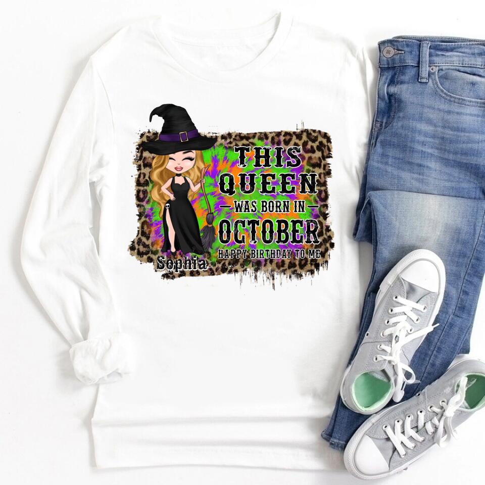 October Birthday Shirt, Custom Birthday Shirt, Queens are Born In October, October Birthday Shirts For Woman, October Birthday Gifts, Personalized Halloween, custom halloween shirts, personalized halloween gifts