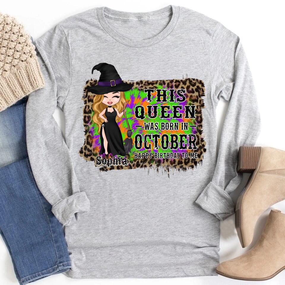 October Birthday Shirt, Custom Birthday Shirt, Queens are Born In October, October Birthday Shirts For Woman, October Birthday Gifts, Personalized Halloween, custom halloween shirts, personalized halloween gifts