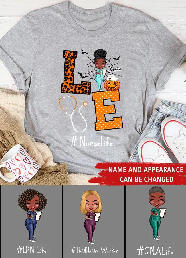 Nurse Life Nutrition Facts - Personalized T Shirt - Gift For Doctor &amp; Nurse - Glitter Leopard Design