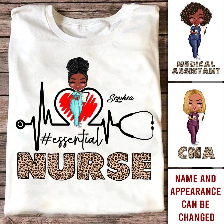 Nurse Life Nutrition Facts - Personalized T Shirt - Gift For Doctor &amp; Nurse - Glitter Leopard Design