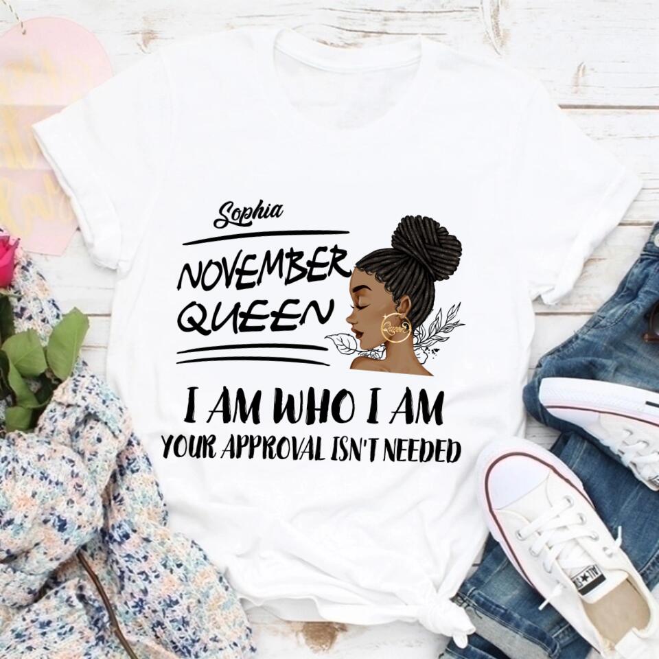 Custom November Birthday Shirt For Woman, Queens Are Born In November Gifts, Melanin Afro Woman Shirt, Black Girl Tee, Afro Queen Gift