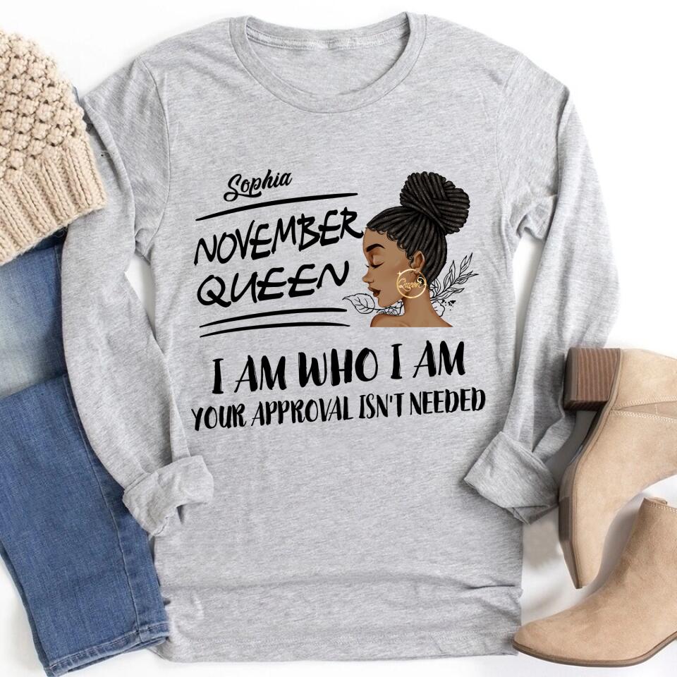Custom November Birthday Shirt For Woman, Queens Are Born In November Gifts, Melanin Afro Woman Shirt, Black Girl Tee, Afro Queen Gift