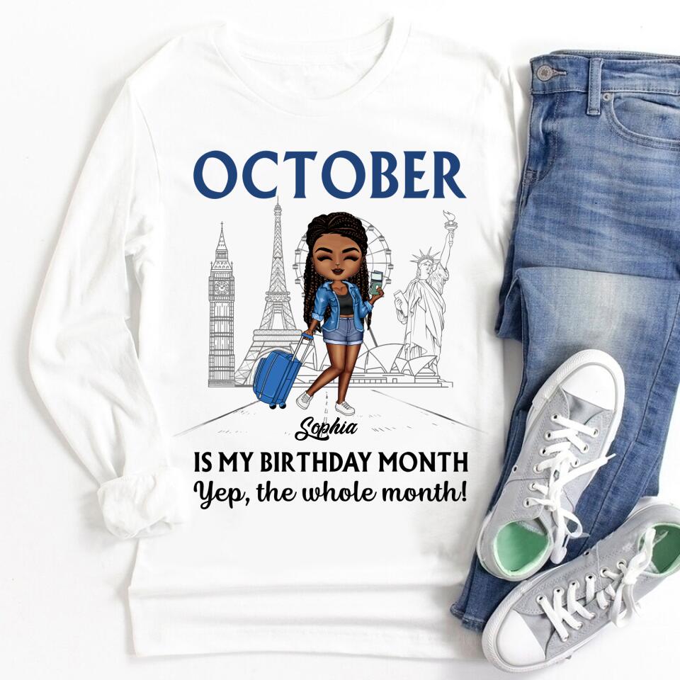 Custom October Birthday Shirt For Woman, Queens are Born In October Gifts, Melanin Afro Woman Shirt, Black Girl Tee, Afro Queen Gift